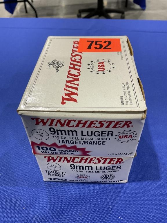200rds, Winchester, 9mm Luger, 115gr FMJ