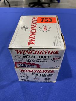 200rds, Winchester, 9mm Luger, 115gr FMJ