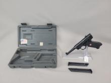 Ruger Mark III Pistol Ruger Mark III pistol, .22LR, blued barrel and frame. Comes with rubber grips,