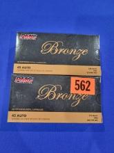 100 rounds of .45 auto ammo, PMC Bronze brand.