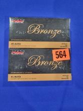 100 rounds of .45 auto ammo, PMC Bronze brand.
