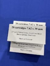 100rds, 7.62x39mm, 123gr FMJ, made in Germany