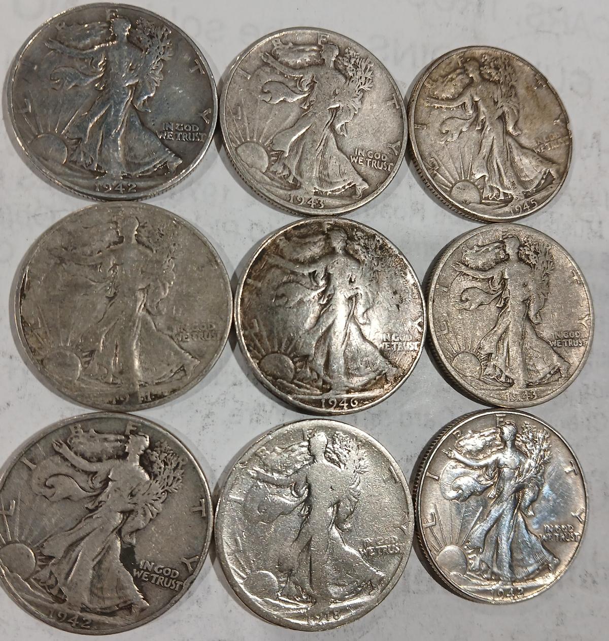 Walking Liberty Half Dollars 9 TIMES THE MONEY