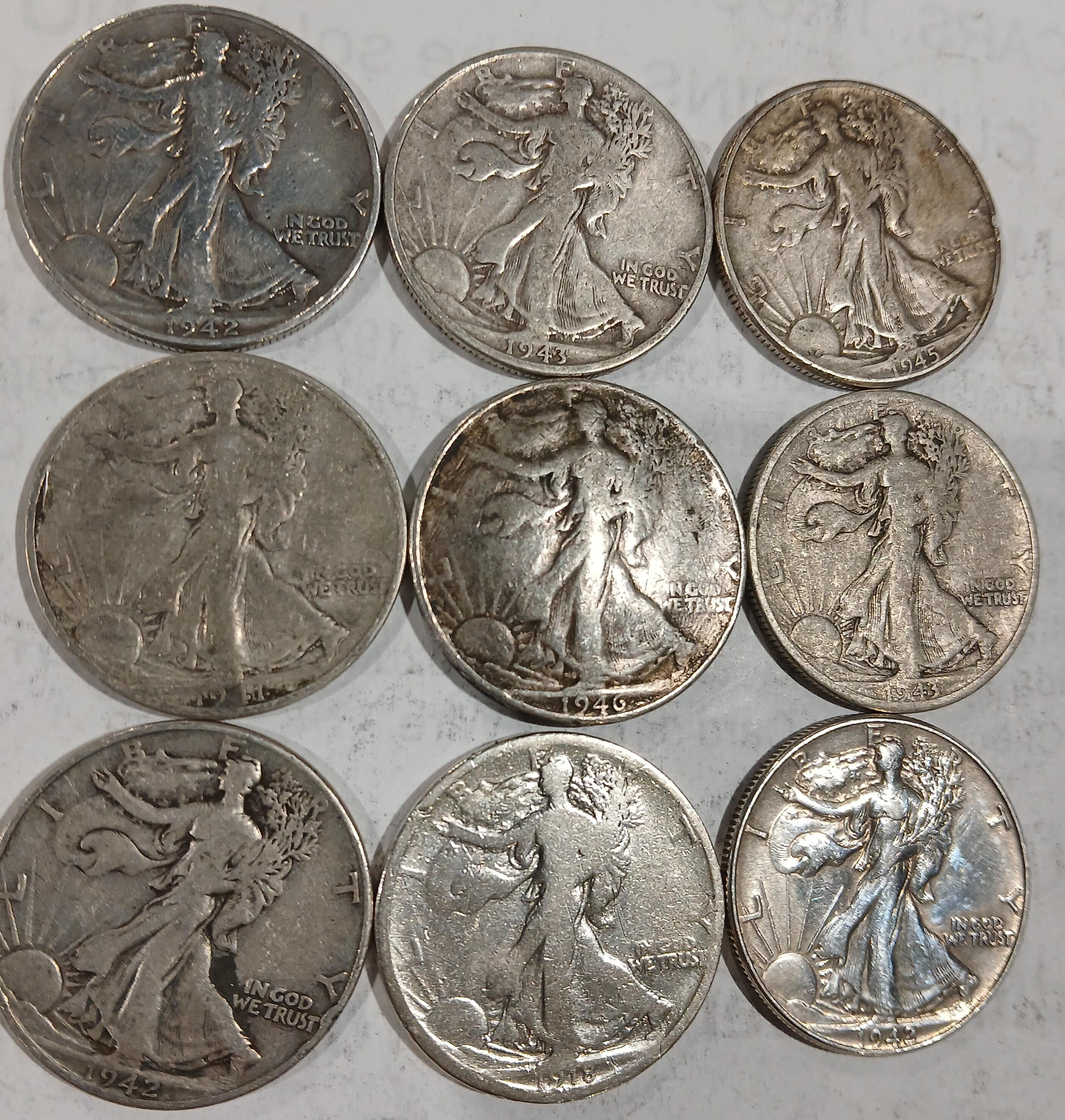 Walking Liberty Half Dollars 9 TIMES THE MONEY