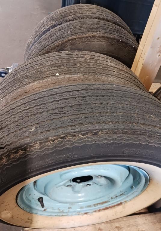 SET of 4 1955-57 Painted Wheels and  G78-15 Tires