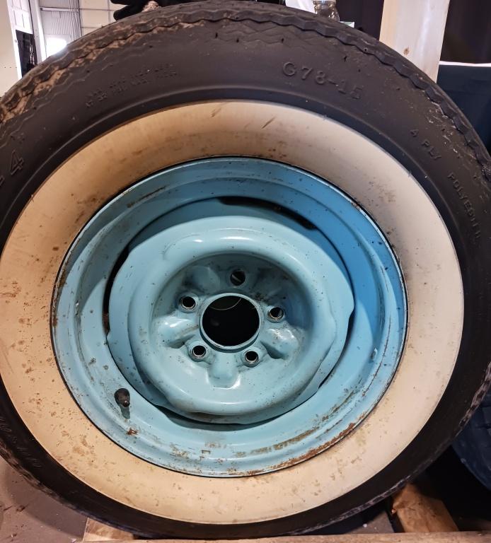 SET of 4 1955-57 Painted Wheels and  G78-15 Tires