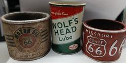 Wolfs Head Lube Can,  RT 66 Candle Holders