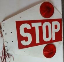 Porcelain Double Sided Stop Sign w/Lights