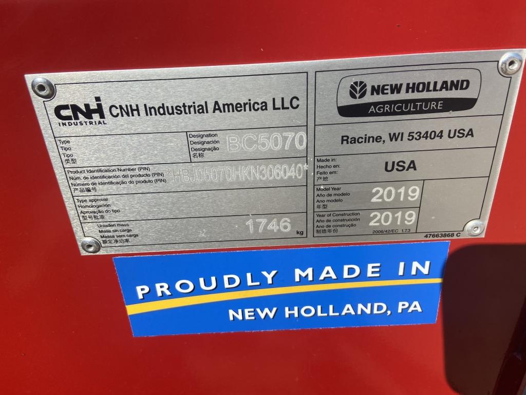 New Holland BC5070 square baler hydraulic tension, low bales, used 1 season, 2020