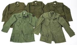 VIETNAM WAR US ARMY JUNGLE JACKET TYPE 3 LOT OF 5