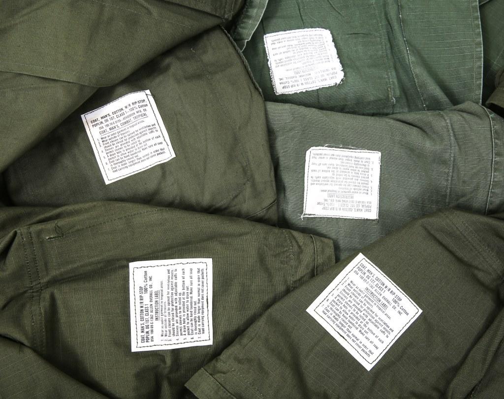 VIETNAM WAR US ARMY JUNGLE JACKET TYPE 3 LOT OF 5