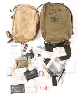 VIETNAM WAR US ARMY M5 FIELD MEDICAL BAG LOT OF 2
