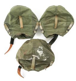 WWII USN PILOT FLIGHT HELMET GREEN NYLON LOT OF 3