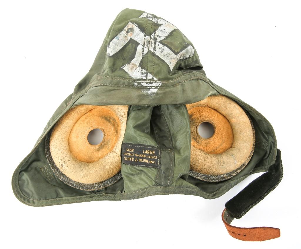 WWII USN PILOT FLIGHT HELMET GREEN NYLON LOT OF 3