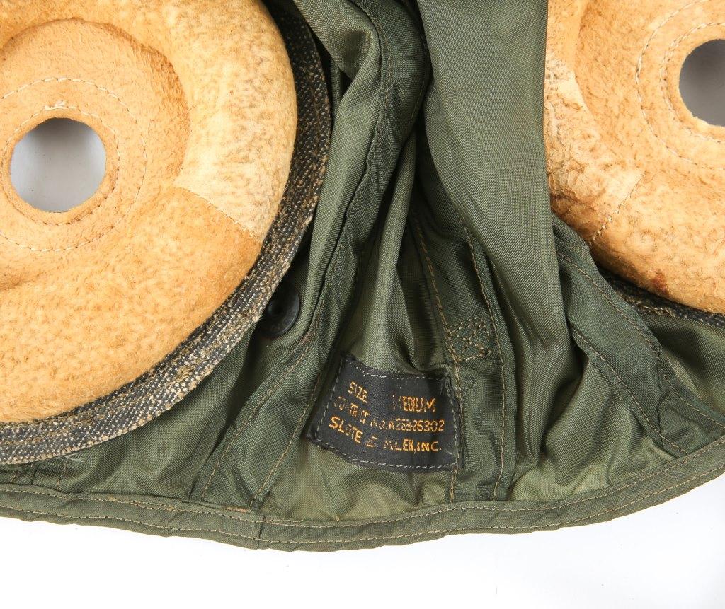 WWII USN PILOT FLIGHT HELMET GREEN NYLON LOT OF 3