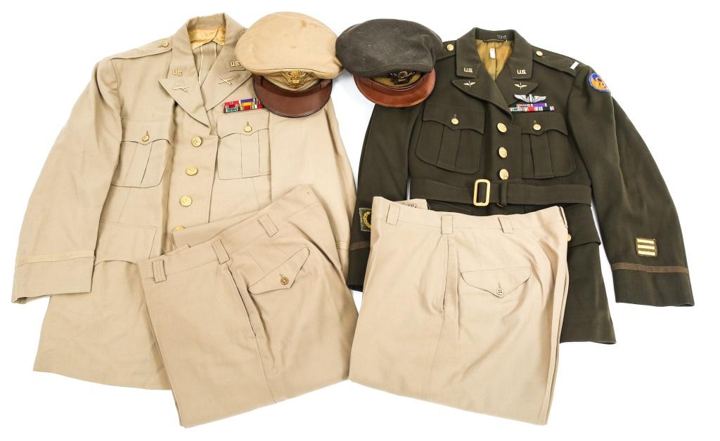 WWII US ARMY OFFICER DRESS UNIFORM LOT OF 2