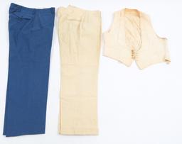 WWII US AMY & USMC TROUSERS AND VEST LOT OF 3