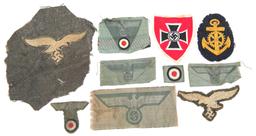 WWII GERMAN ARMY EAGLE & PATCH LOT OF 10