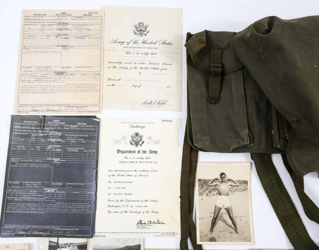 WWII MEDAL, PATCH, DOCUMENT & POUCH LOT