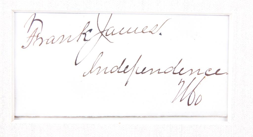 FRANK JAMES SIGNATURE - BROTHER OUTLAW JESSE JAMES