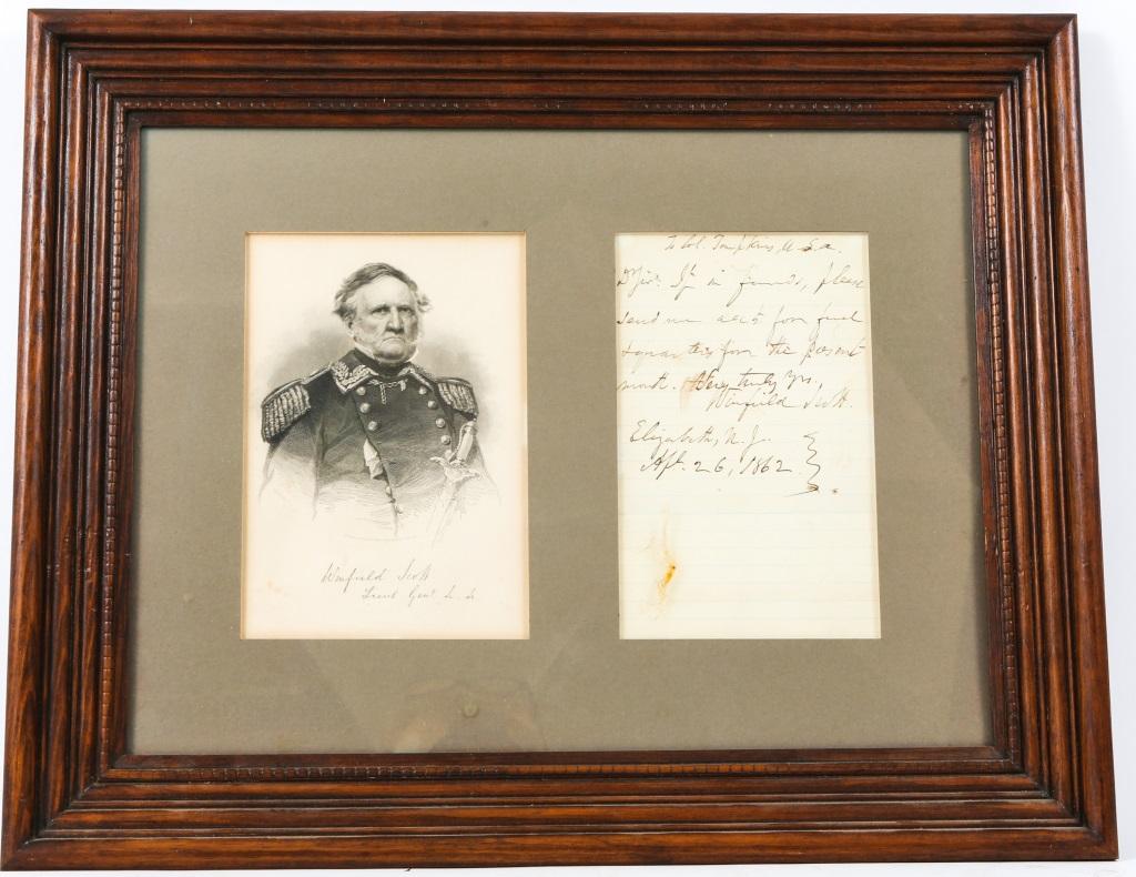 WINFIELD SCOTT HANDWRITTEN LETTER APRIL 26TH 1862