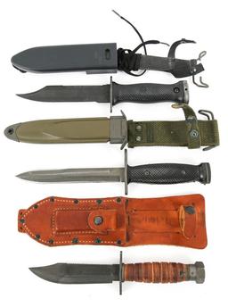 US ARMED FORCES BAYONET AND KNIFE LOT OF 3