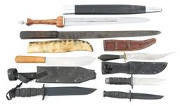 MODERN FIXED BLADE KNIFE & SWORD LOT OF 7