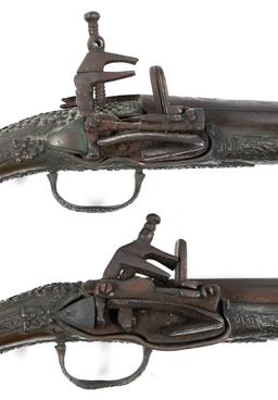 PAIR OF 18TH C. ALBANIAN MIQUELET PISTOLS