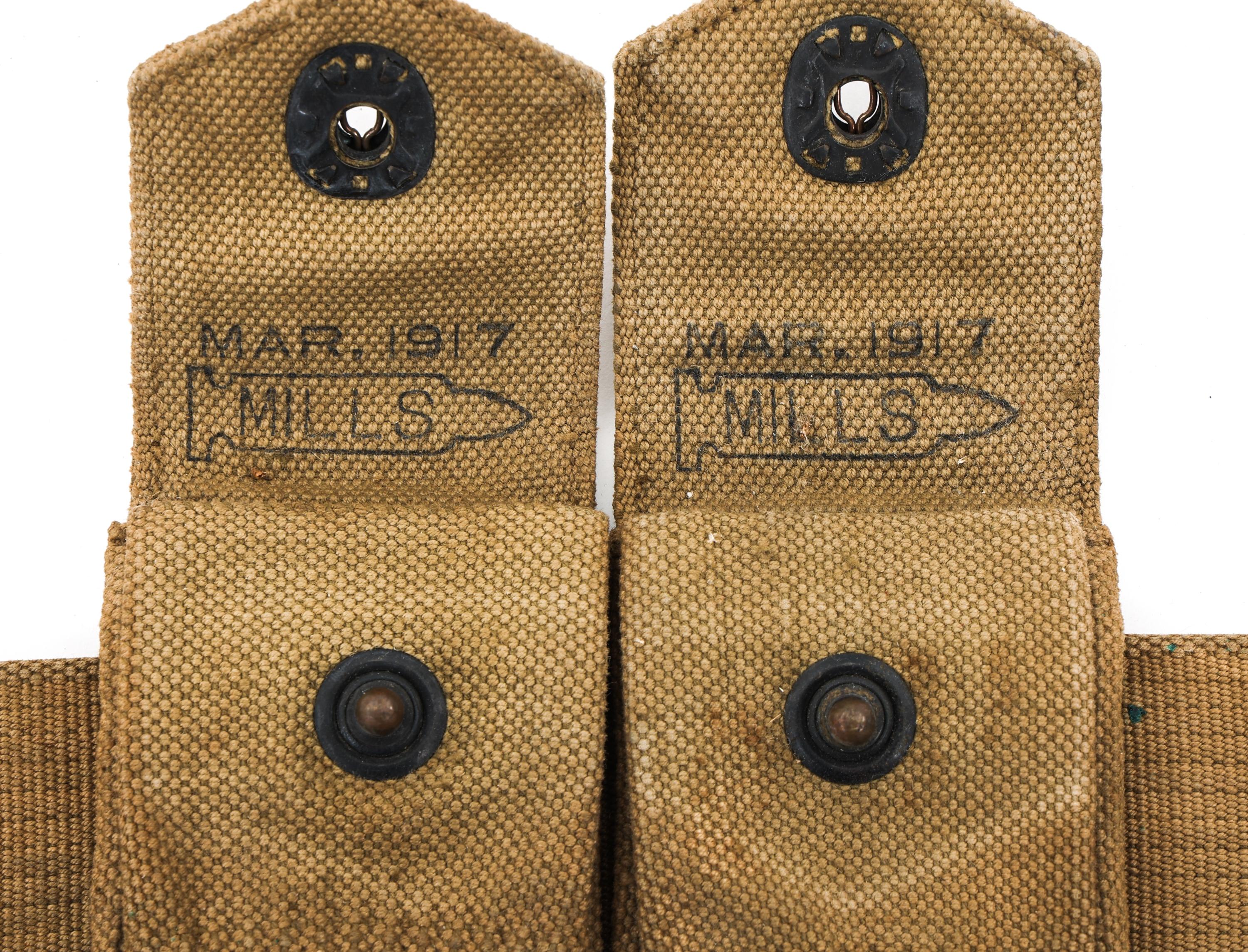 WWI US ARMY M1917 GARRISON BELT & BRITISH WEB BELT