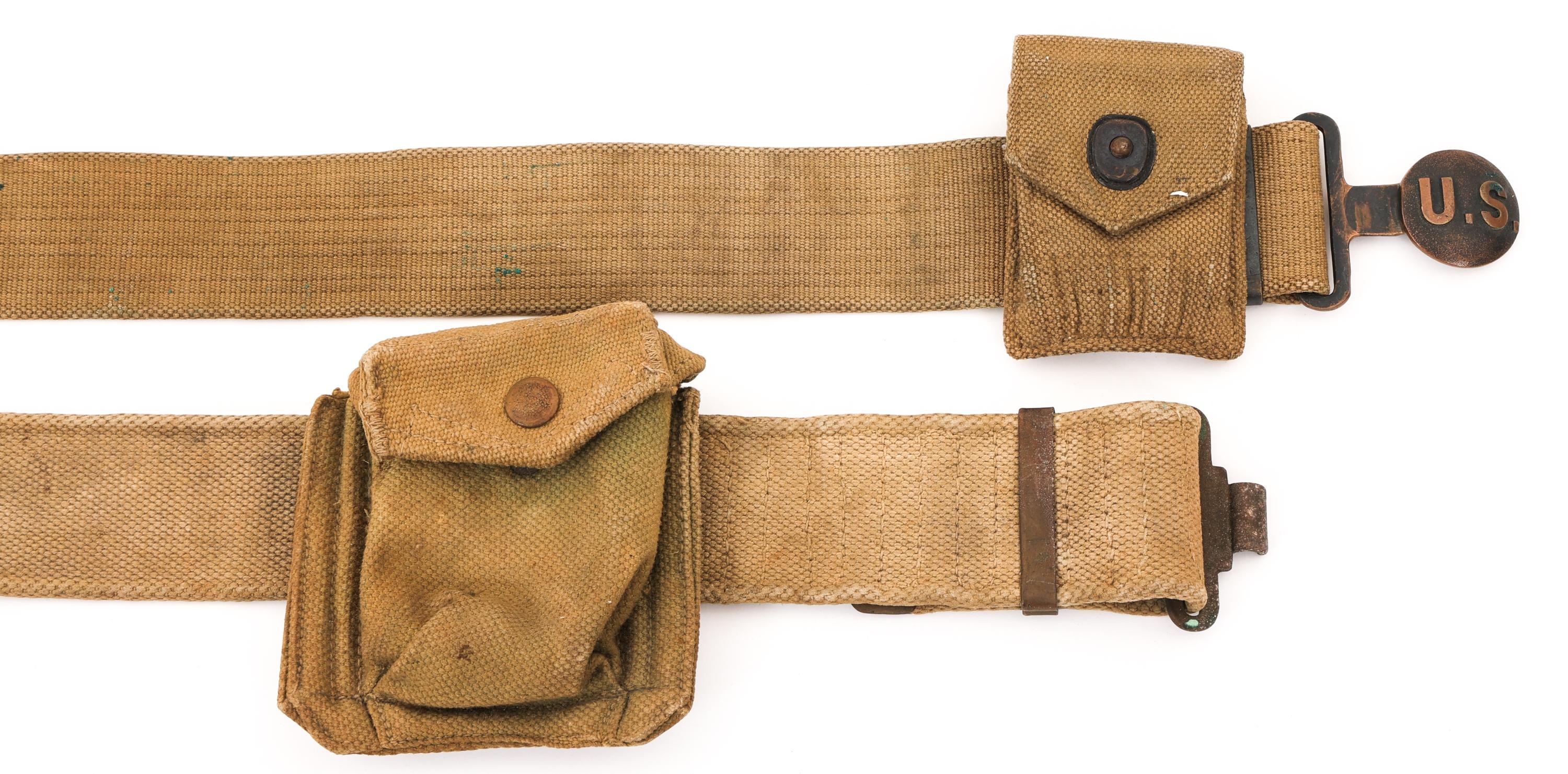 WWI US ARMY M1917 GARRISON BELT & BRITISH WEB BELT