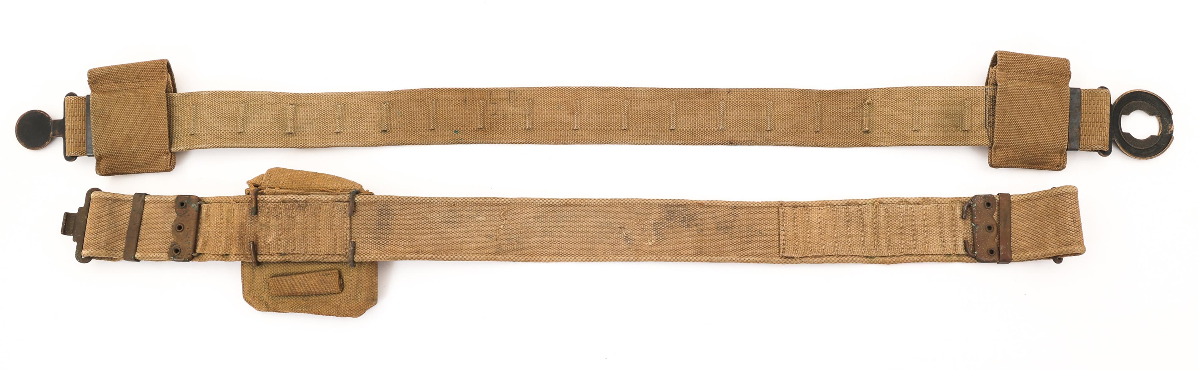 WWI US ARMY M1917 GARRISON BELT & BRITISH WEB BELT