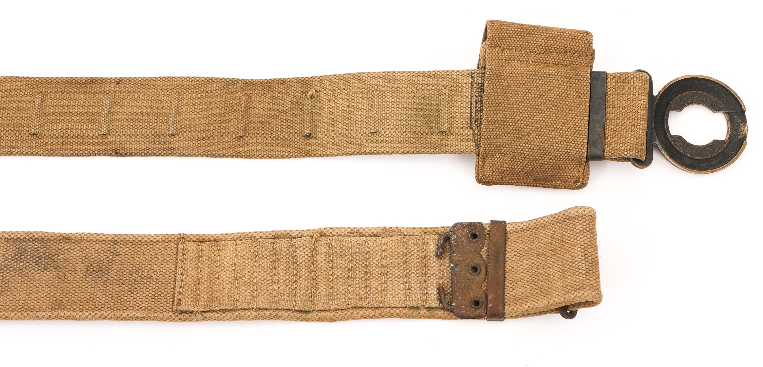 WWI US ARMY M1917 GARRISON BELT & BRITISH WEB BELT