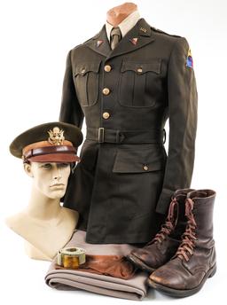 WWII US ARMY 4th ARMORED DIV OFFICER NAMED UNIFORM
