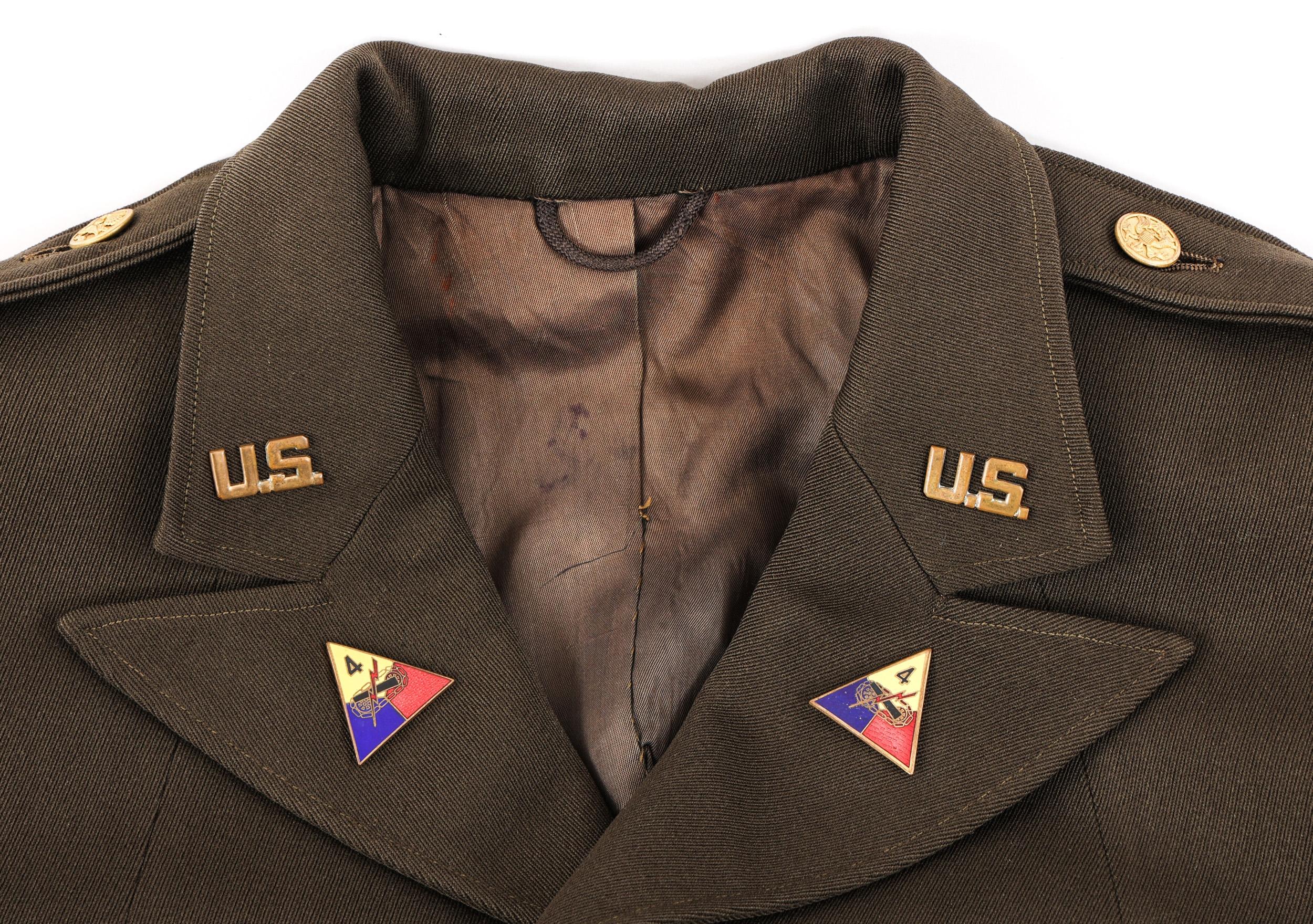 WWII US ARMY 4th ARMORED DIV OFFICER NAMED UNIFORM