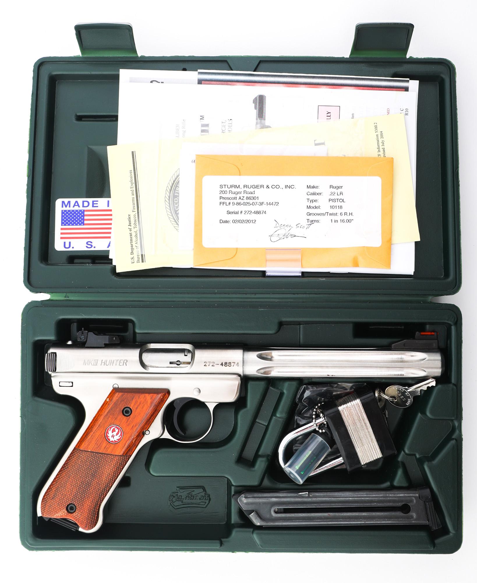 RUGER MK III HUNTER .22 LR CALIBER TARGET PISTOL