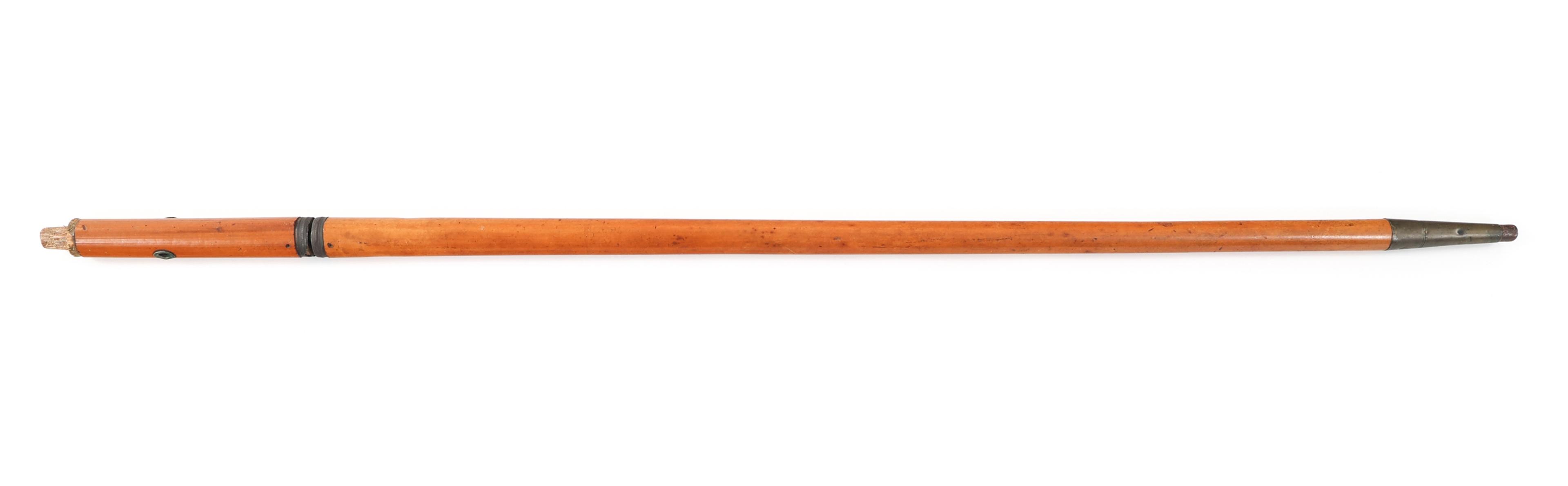 19th C. WOOD CANE WITH TRIANGULAR SWORD BLADE