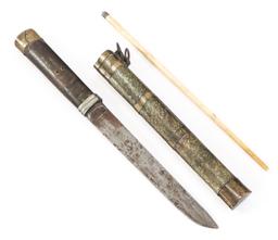 19th C. MONGOLIAN KNIFE & CHOPSTICK SET