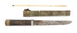 19th C. MONGOLIAN KNIFE & CHOPSTICK SET