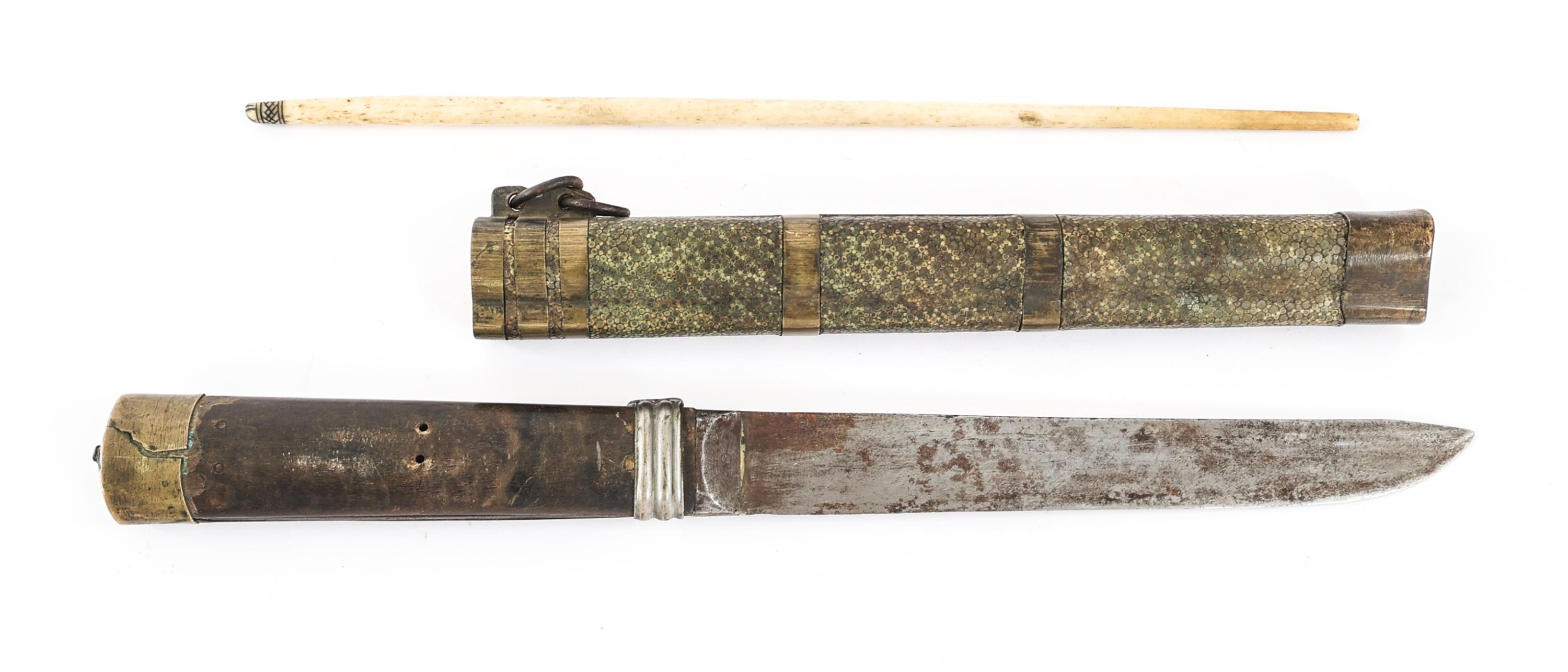 19th C. MONGOLIAN KNIFE & CHOPSTICK SET