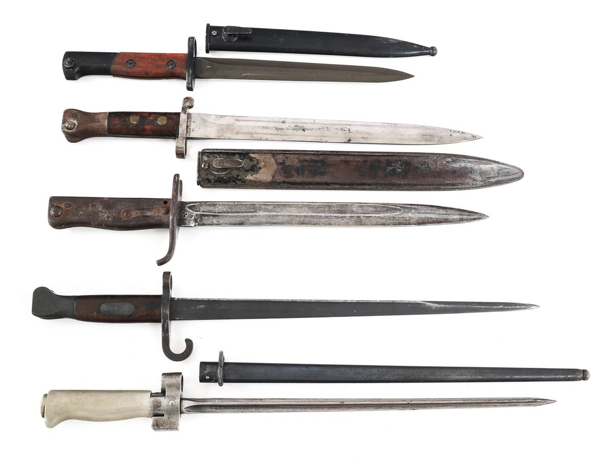 19th - 20th C. WORLD MILITARY BAYONET LOT OF 5