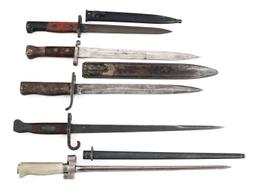 19th - 20th C. WORLD MILITARY BAYONET LOT OF 5