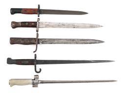 19th - 20th C. WORLD MILITARY BAYONET LOT OF 5