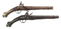 MEDITERRANEAN FLINTLOCK .68 CALIBER PISTOL PAIR