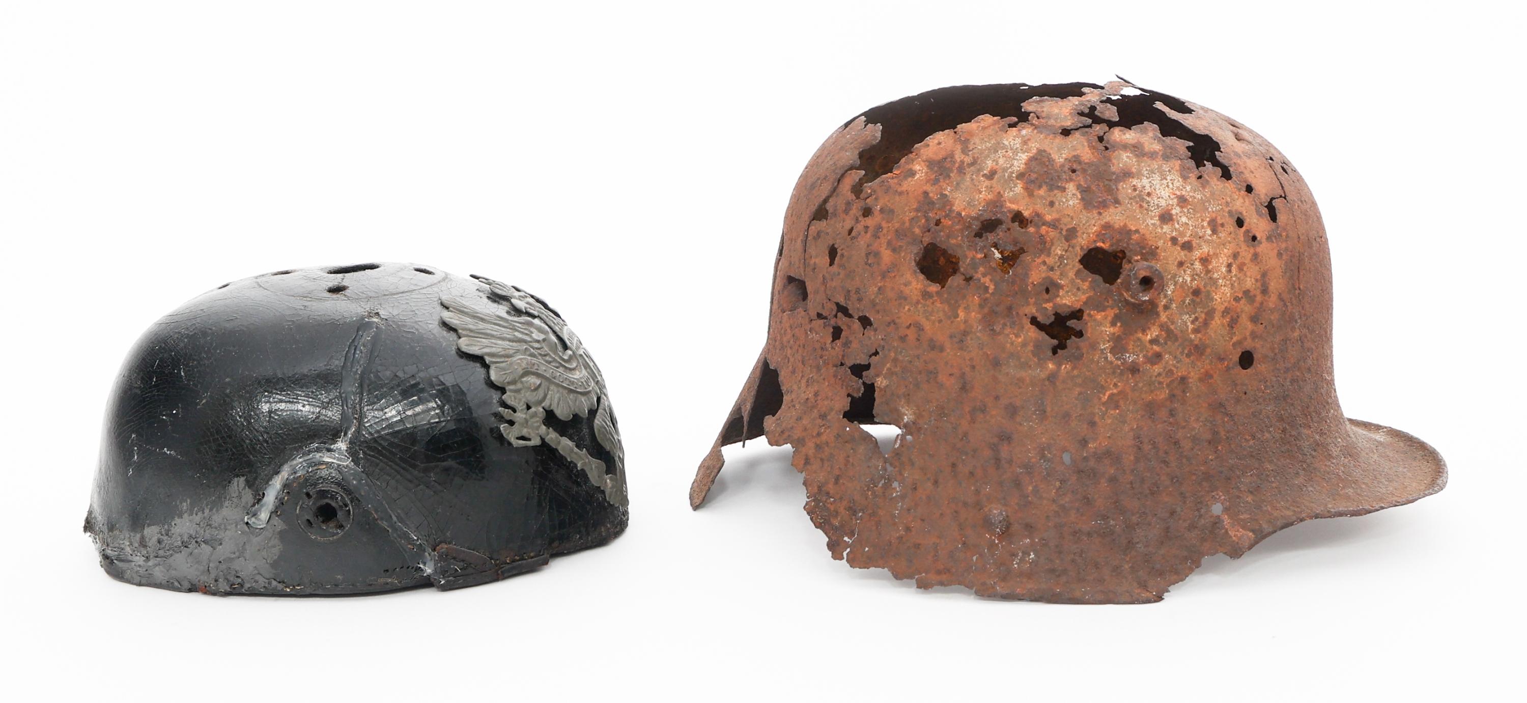 WWI GERMAN RELIC M17 & PICKELHAUBE HELMET SHELLS