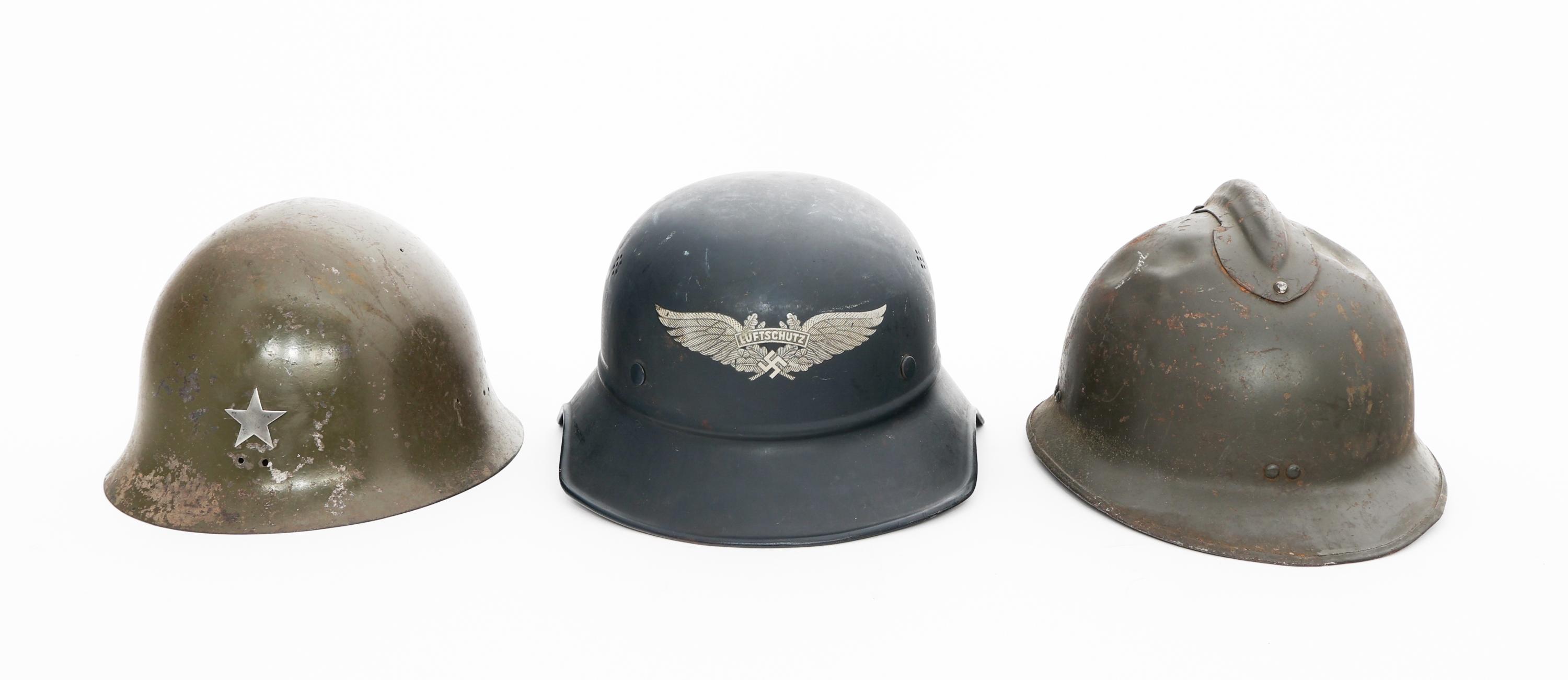 WWII WORLD MILITARY LUFTSCHUTZ & COMBAT HELMETS