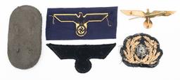 WWII GERMAN KRIEGSMARINE SLEEVE SHIELD & BADGES