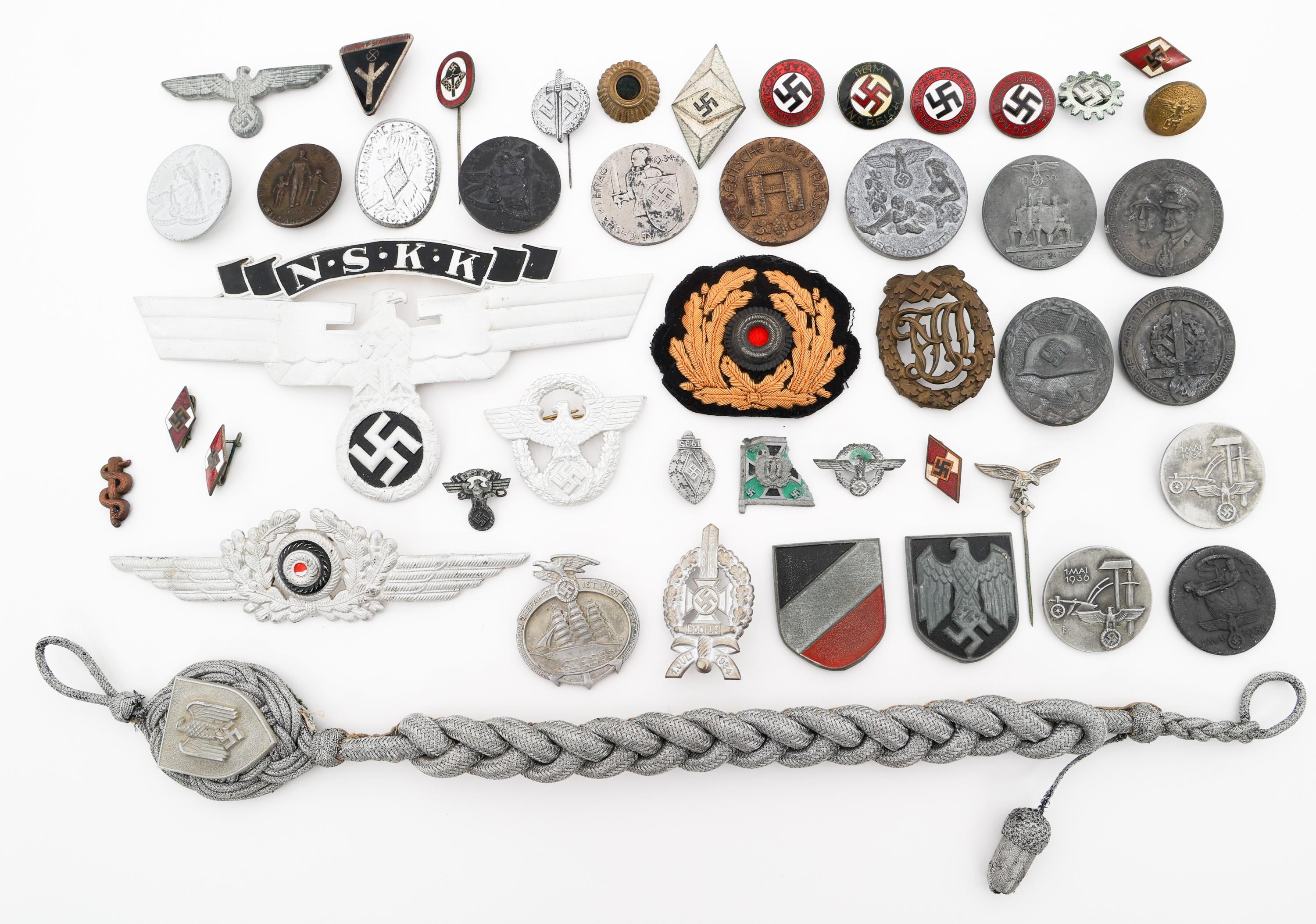 WWII GERMAN NSKK, HJ, & NSDAP BADGES & PINS