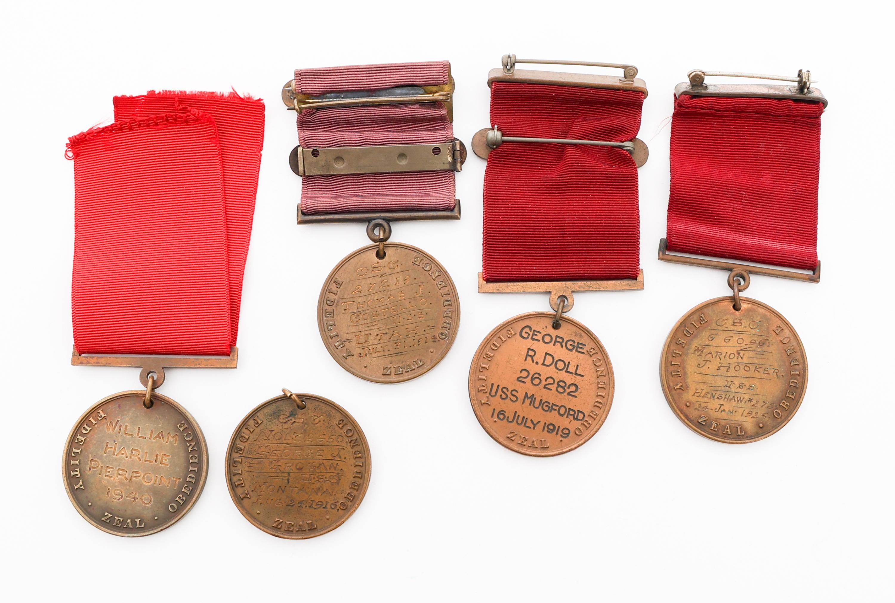 WWI - WWII US NAVY NAMED GOOD CONDUCT MEDALS