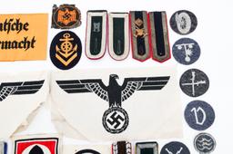 WWII GERMAN SHOULDER BOARDS, PATCHES, & ARMBANDS
