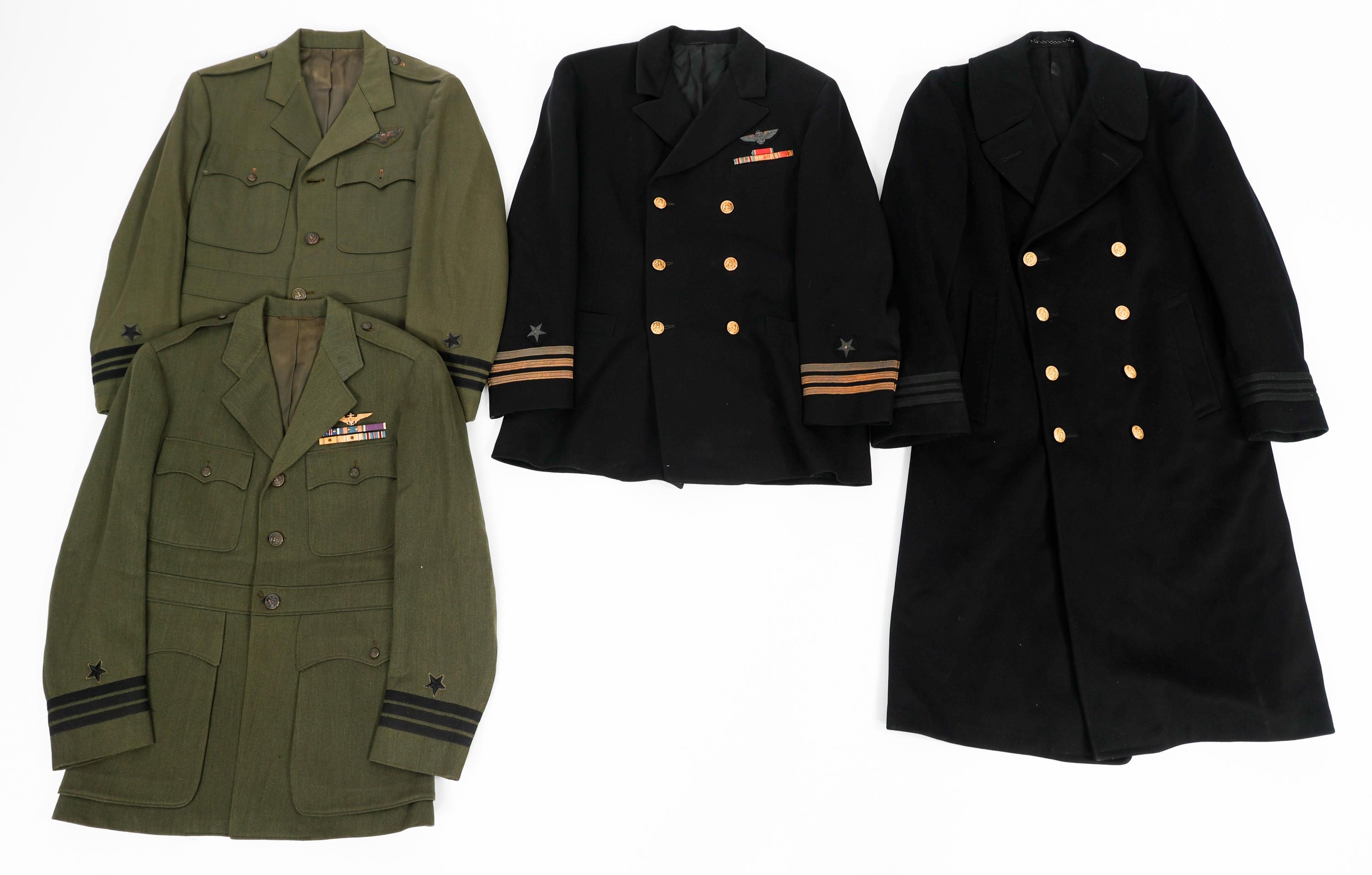 WWII US NAVAL AVIATOR UNIFORM JACKETS & OVERCOAT